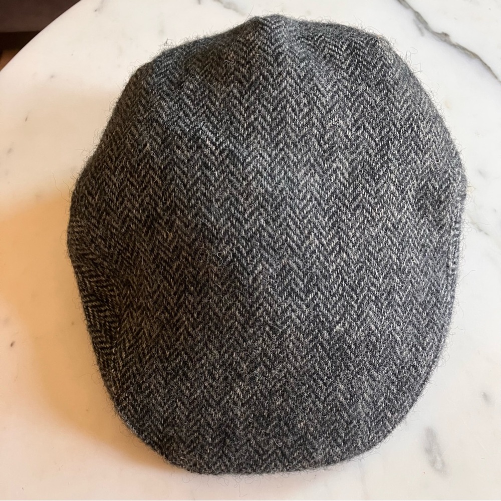 Gray Herringbone Flat Cap